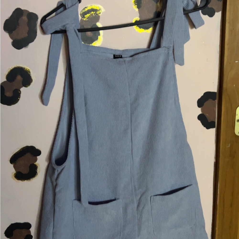 SHEIN Light Blue Corduroy Mini Dress